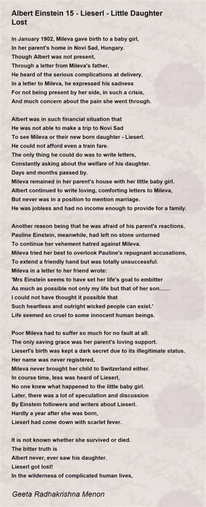 Lieserl Einstein: The Lost Daughter Of A Genius