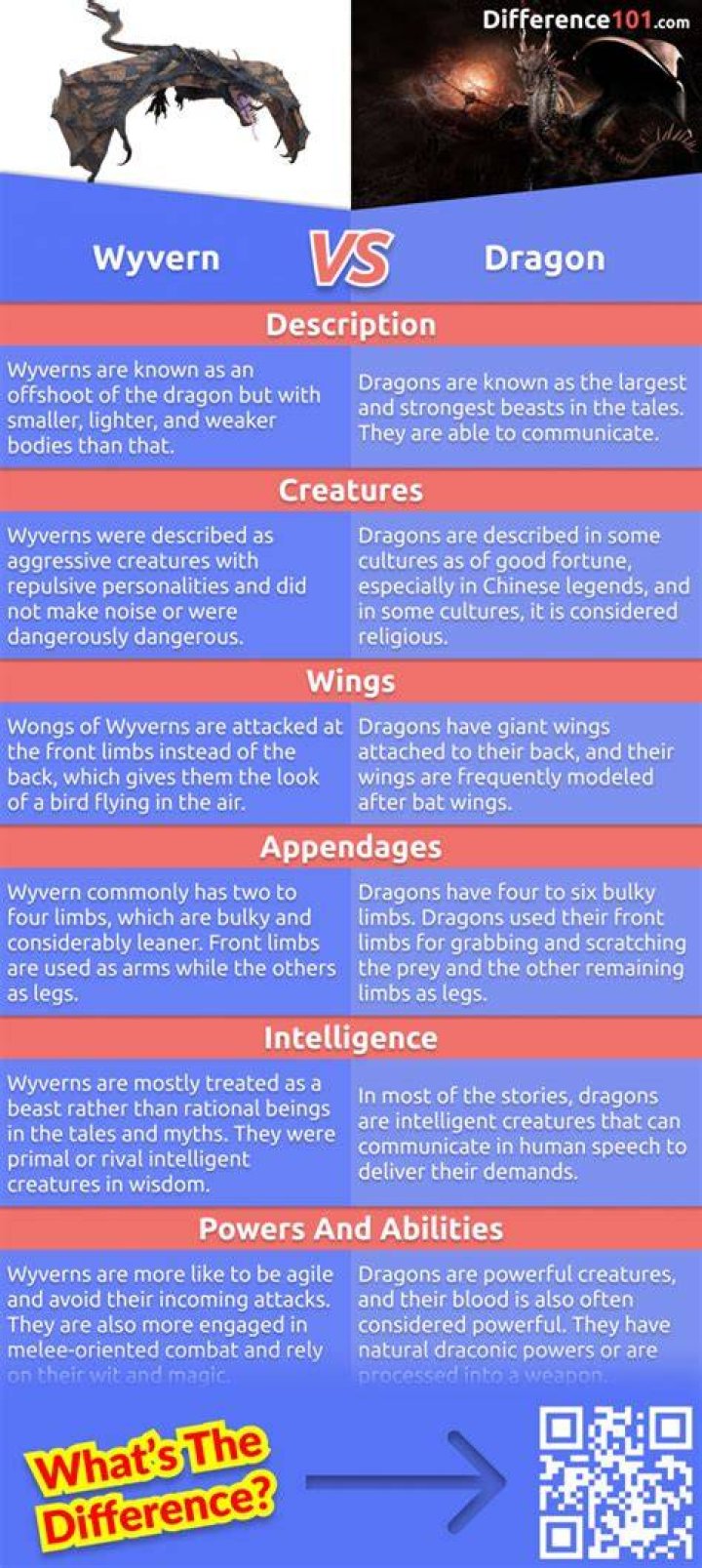 What's the difference between dragons and Wyverns?